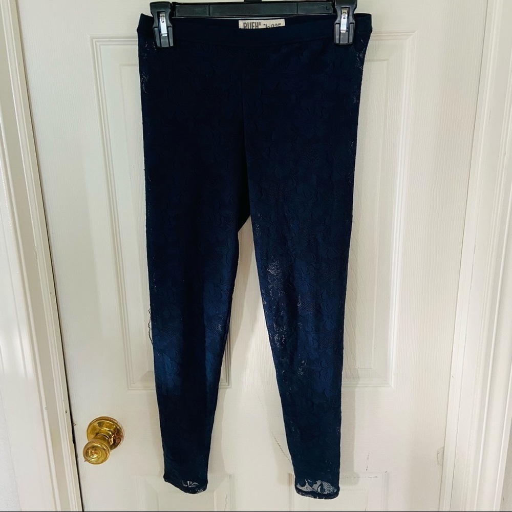 RUEHL NO.925 navy lace mesh ankle stretch leggings size medium - Picture 3 of 14